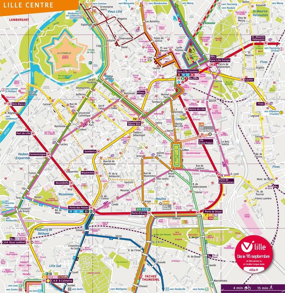 mapa de Lille autobús