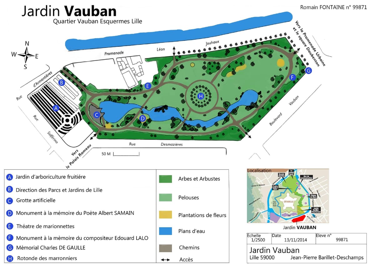 mapa de Lille jardín