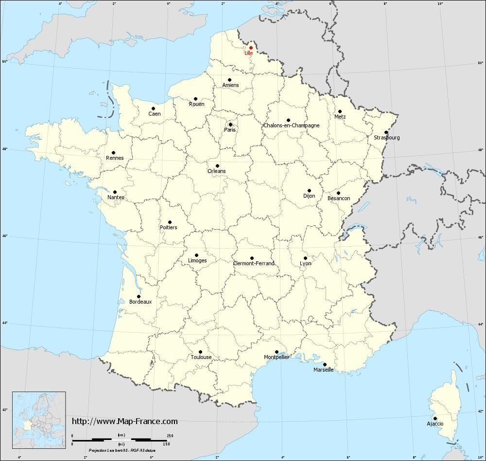 mapa geográfico de Lille