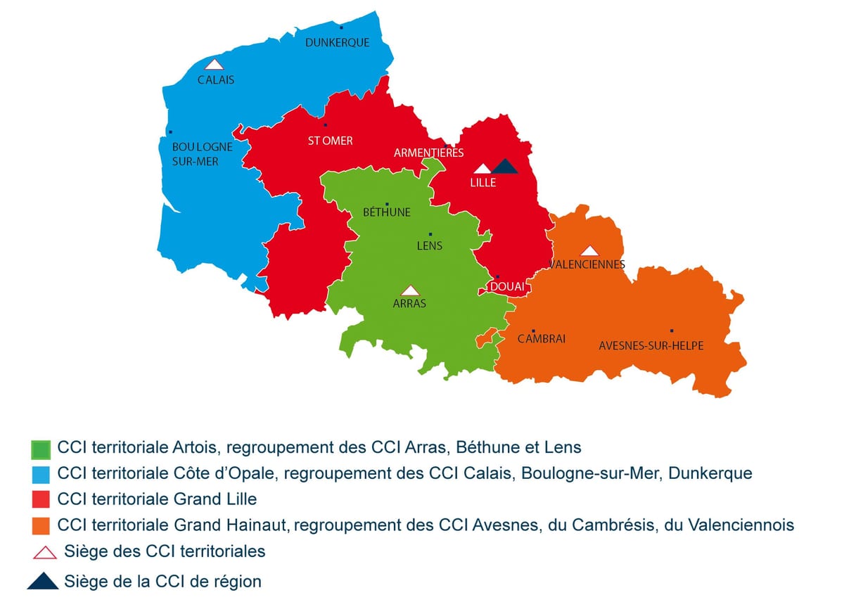 mapa de la región de Lille, francia